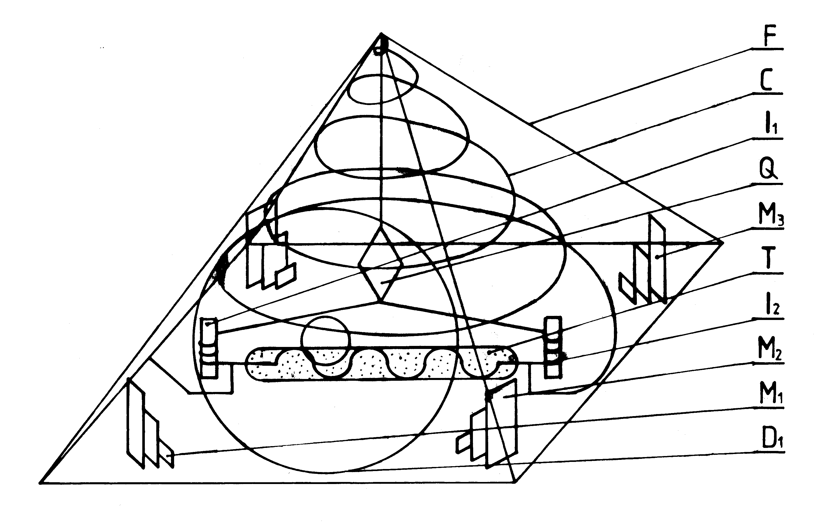 Fot. #C3: Konstrukcja piramidy telepatycznej (Rys. K2 z [1/5]). Odnotuj ze z powodu działania tzw. przekleństwa wynalazców, co wazniejsze ilustracje mogą tu być wymazane. Szukaj wowczas tych ilustracji na innych stronach wskazabych w Menu (np. na stronie o darmowej energii lub w monografii [1/5]).